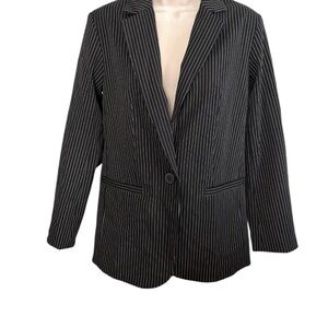 a new day Black and White Striped Blazer XS NWT